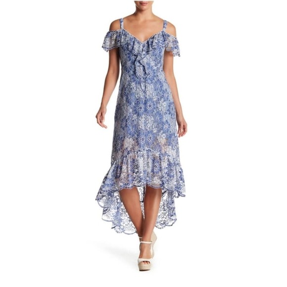 BCBGMaxAzria Blue Lace Midi Dress - Picture 1 of 12